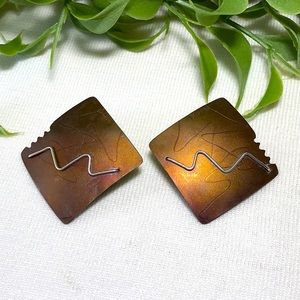 🌵 Unique Designer Mixed Metal Pierced Earrings 🌵